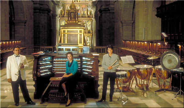 Pilar Cabrera performing music for organ, trumpet 
and percussion at the Royal Monastery El Escorial.